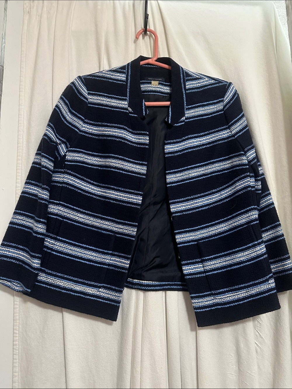 Tommy Hilfiger Navy and Light Blue Striped Blazer